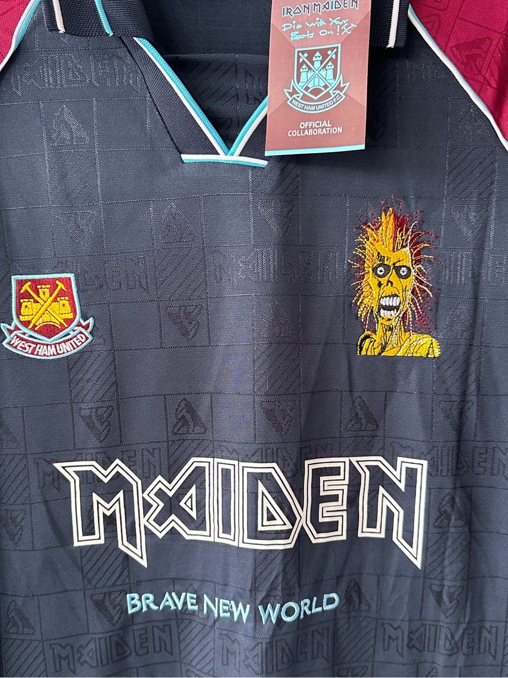 West Ham Iron Maiden Jersey Brave New World Blue Red Men’s - Picture 4 of 4